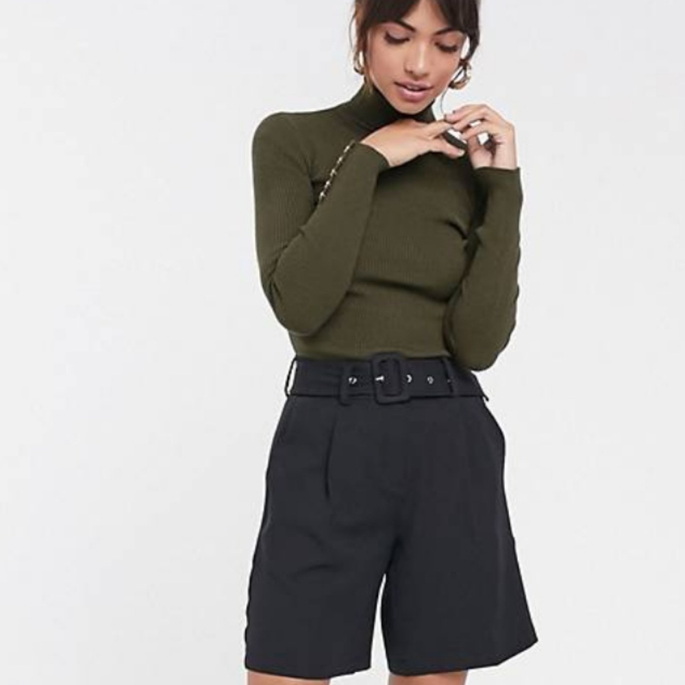 Roll neck Sweater with gold button sleeve